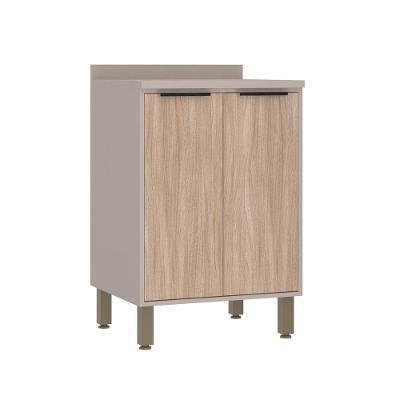 Balcão 60cm 2 Portas Com Tampo Luciane Móveis Cinammon Cumaru