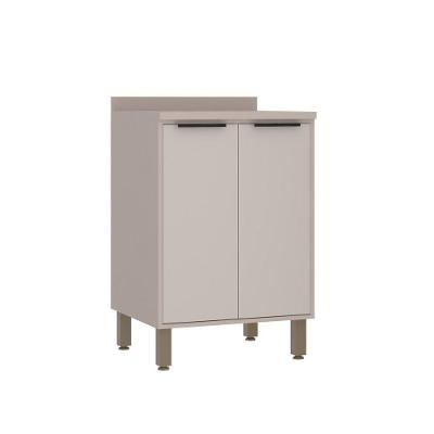 Balcão 60cm 2 Portas Com Tampo Luciane Móveis Cinammon Bege