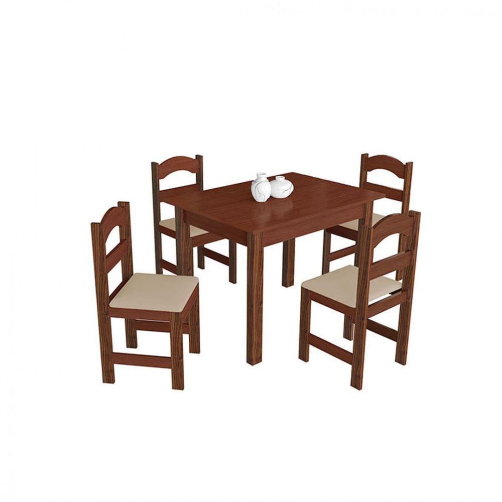 Mesa Arauna Com 4 Cadeiras Primavera Amendoa Bege - 1