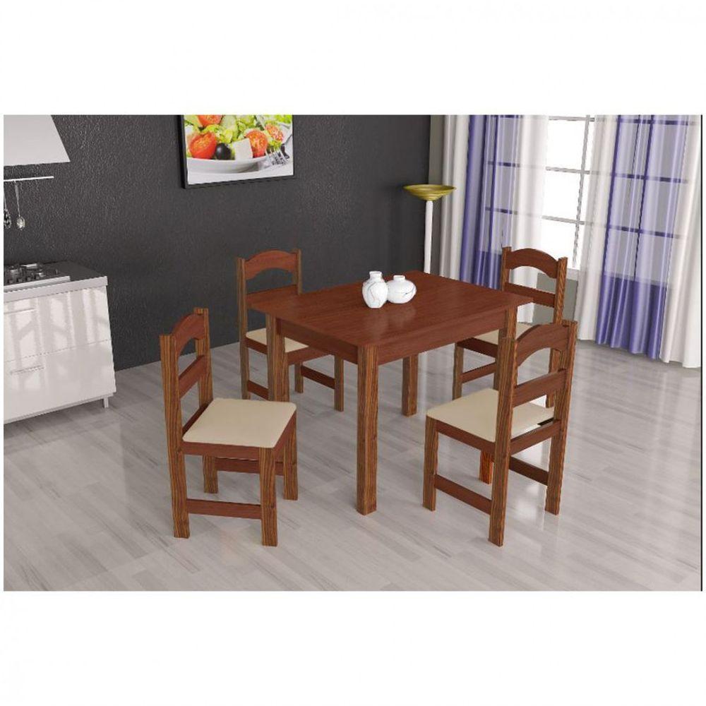 Mesa Arauna Com 4 Cadeiras Primavera Amendoa Bege - 2
