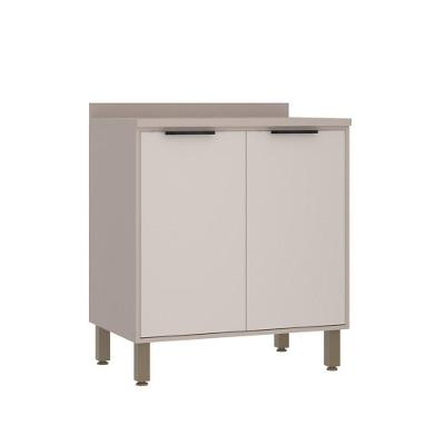 Balcão 80cm 2 Portas Com Tampo Luciane Móveis Cinammon Bege