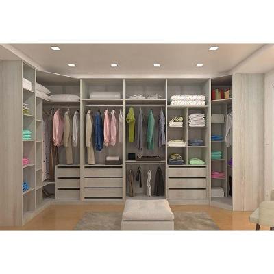 Guarda Roupa De Canto Closet 5 Módulos Sem Portas 9 Gavetas Prime Luciane Móveis Legno Crema