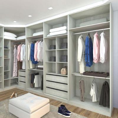 Guarda Roupa De Canto Closet 3 Módulos Sem Portas 6 Gavetas E 5 Cabideiros Prime Legno Crema