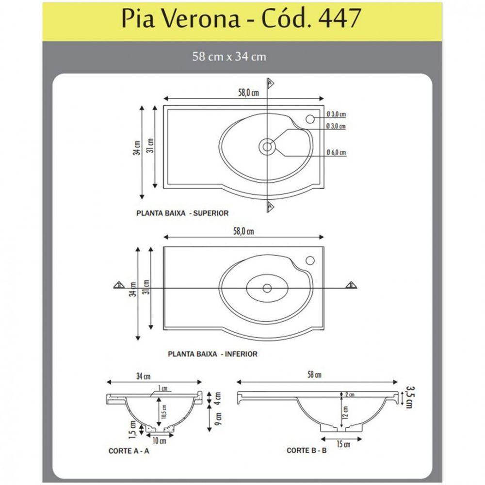 Kit Banheiro Rorato Siena Armário Suspenso Com Pia E Espelho Branco Preto - 4