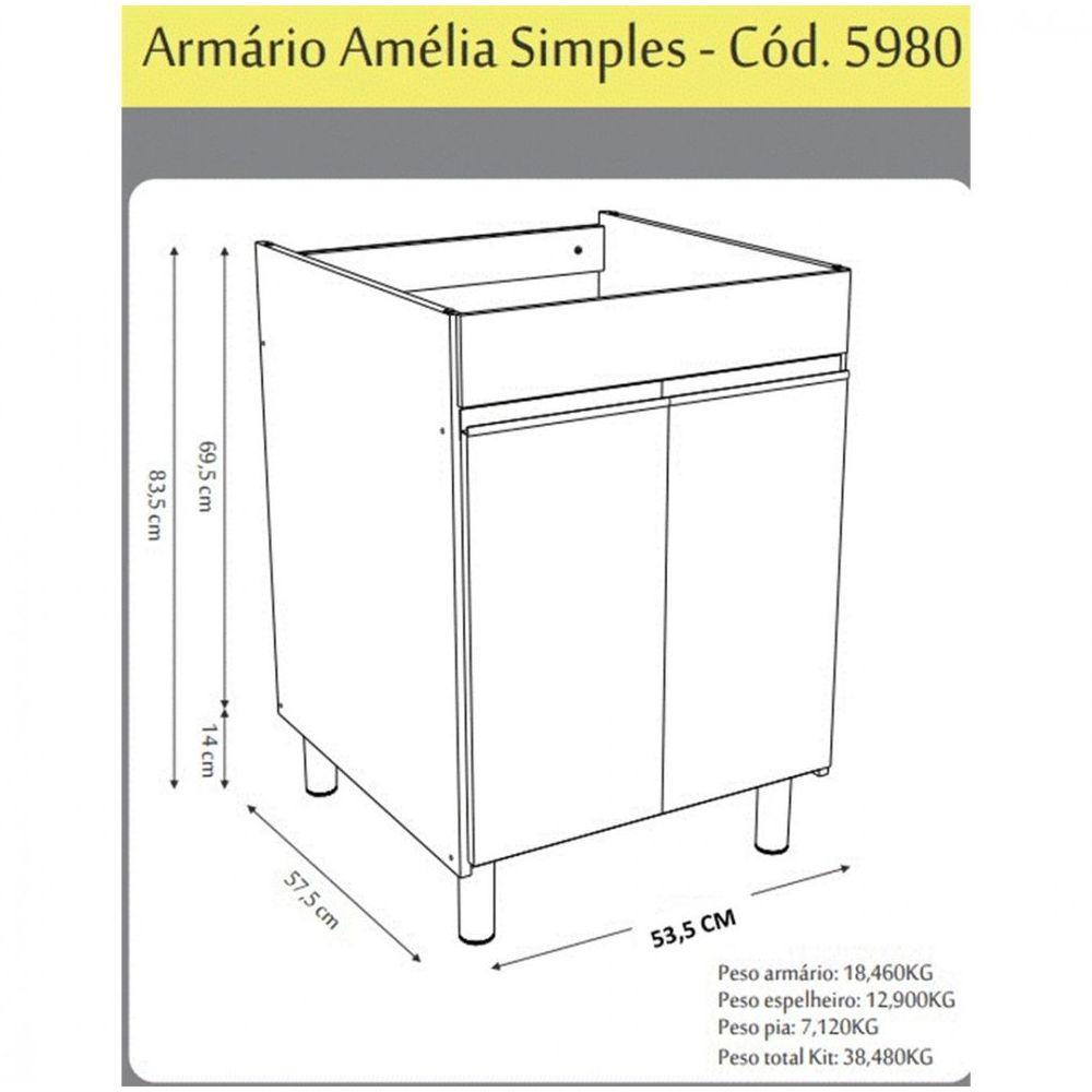 Kit Lavanderia Rorato Com Tanque E Aéreo 2 Portas Branco Preto - 2