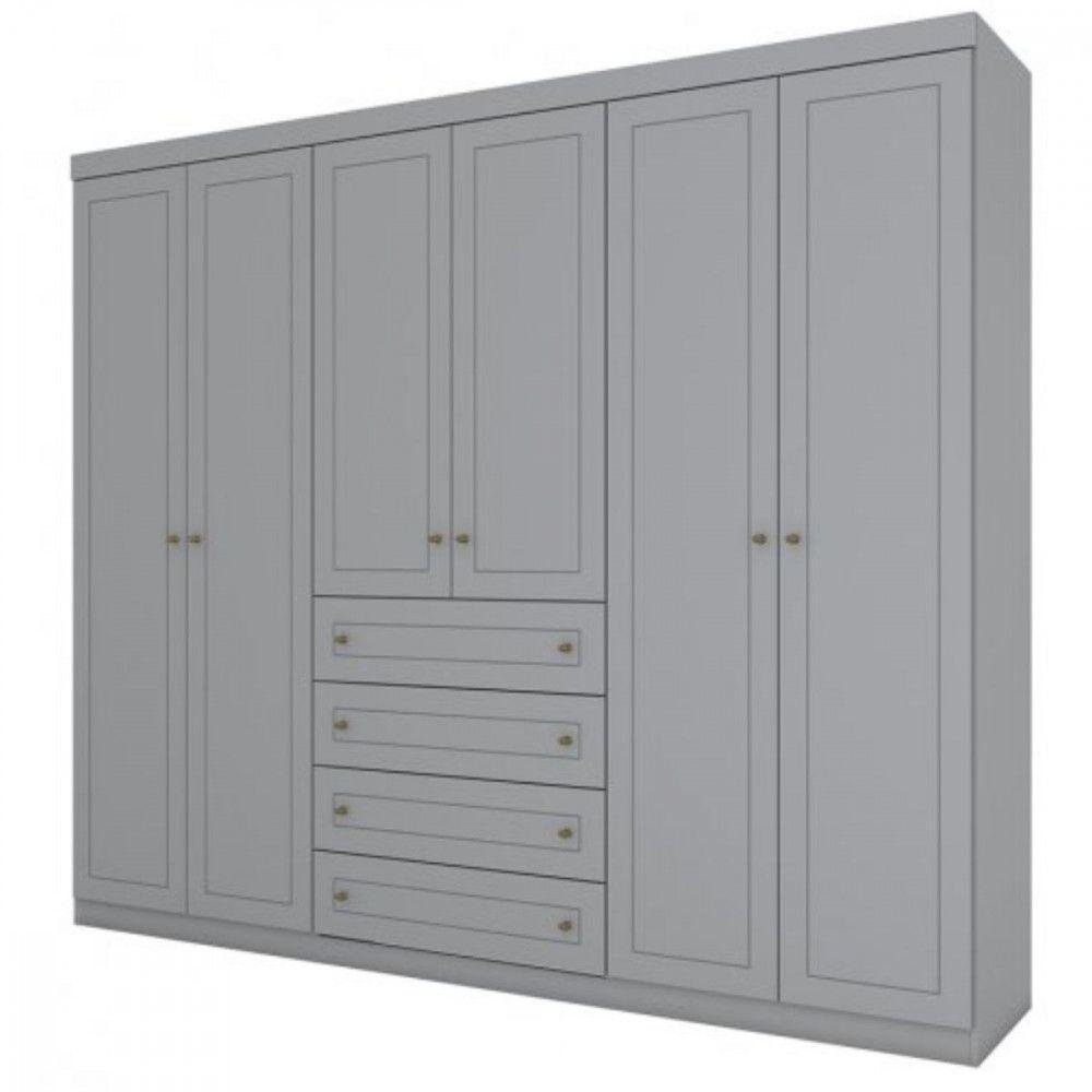 Guarda Roupa Henn Americano 6 Portas 4 Gavetas D205-05 Cinza - 1