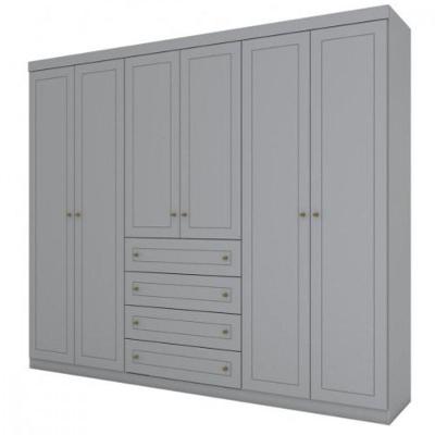 Guarda Roupa Henn Americano 6 Portas 4 Gavetas D205-05 Cinza