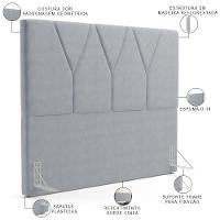 Cabeceira Cama Box Casal King 195cm Aura Suede W01 Cinza - Mpozenato - 5