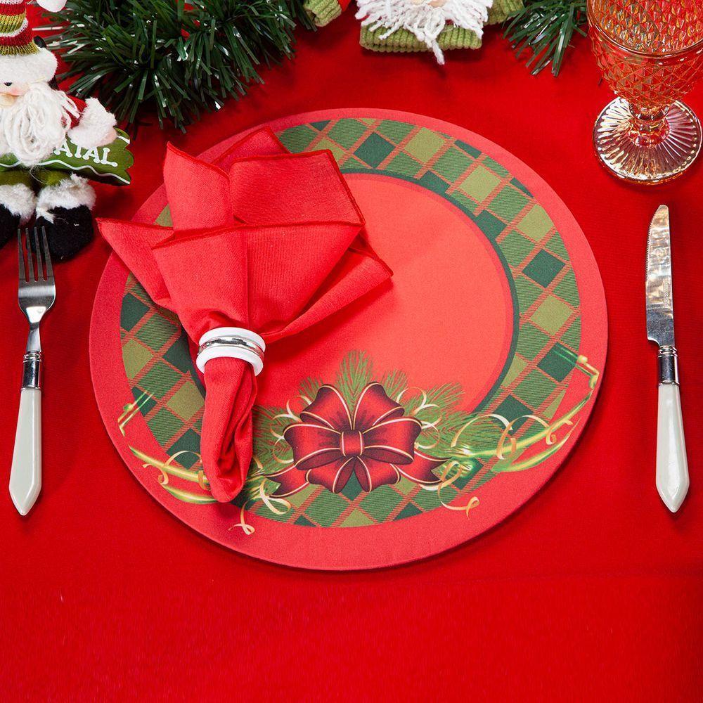 Kit Capa De Sousplat Estampado Natalina C/ Guardanapos Mesa Posta Jogo Americano 10 Lugares - - 1