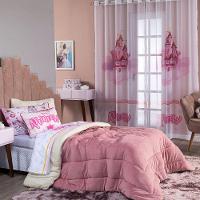 Kit Coberdrom Princesa Rosê C/ Almofada Casal Padrão 04 Peças - Dupla Face Sherpa E Mantinha