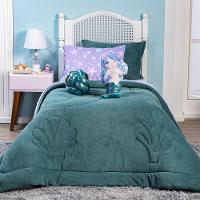 Kit Coberdrom Sereia Verde C/ Almofadas Queen 05 Peças - Dupla Face Manta Microfibra - 5
