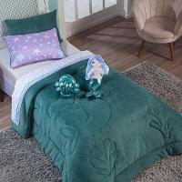 Kit Coberdrom Sereia Verde C/ Almofadas Solteiro 04 Peças - Dupla Face Manta Microfibra - 10