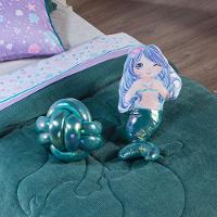 Kit Coberdrom Sereia Verde C/ Almofadas Solteiro 04 Peças - Dupla Face Manta Microfibra - 11