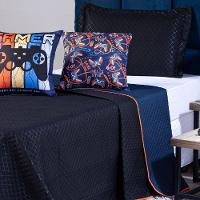 Kit Cobre Leito Gamer Day Preto/azul Marinho Dupla Face C/ Almofadas Casal Padrão 05 Peças - 8