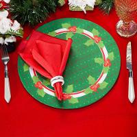 Kit Capa De Sousplat Estampado Natalina C/ Guardanapos Mesa Posta Jogo Americano 8 Lugares - - 1