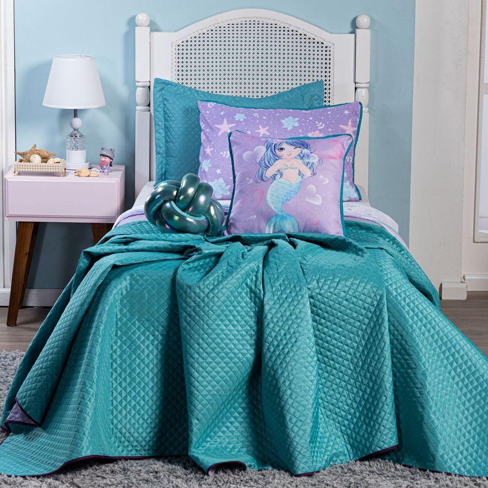 Kit Cobre Leito Sereia Tiffany Dupla Face C/ Almofadas Casal Padrão 07 Peças - 4