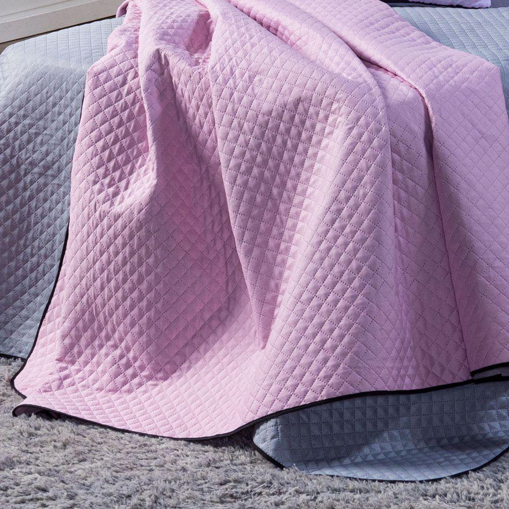 Kit Cobre Leito Girl Gamer Rosa/cinza Dupla Face C/ Almofadas Queen 05 Peças - 4