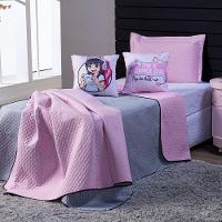 Kit Cobre Leito Girl Gamer Rosa/cinza Dupla Face C/ Almofadas Queen 05 Peças - 2