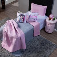 Kit Cobre Leito Girl Gamer Rosa/cinza Dupla Face C/ Almofadas Queen 05 Peças - 6