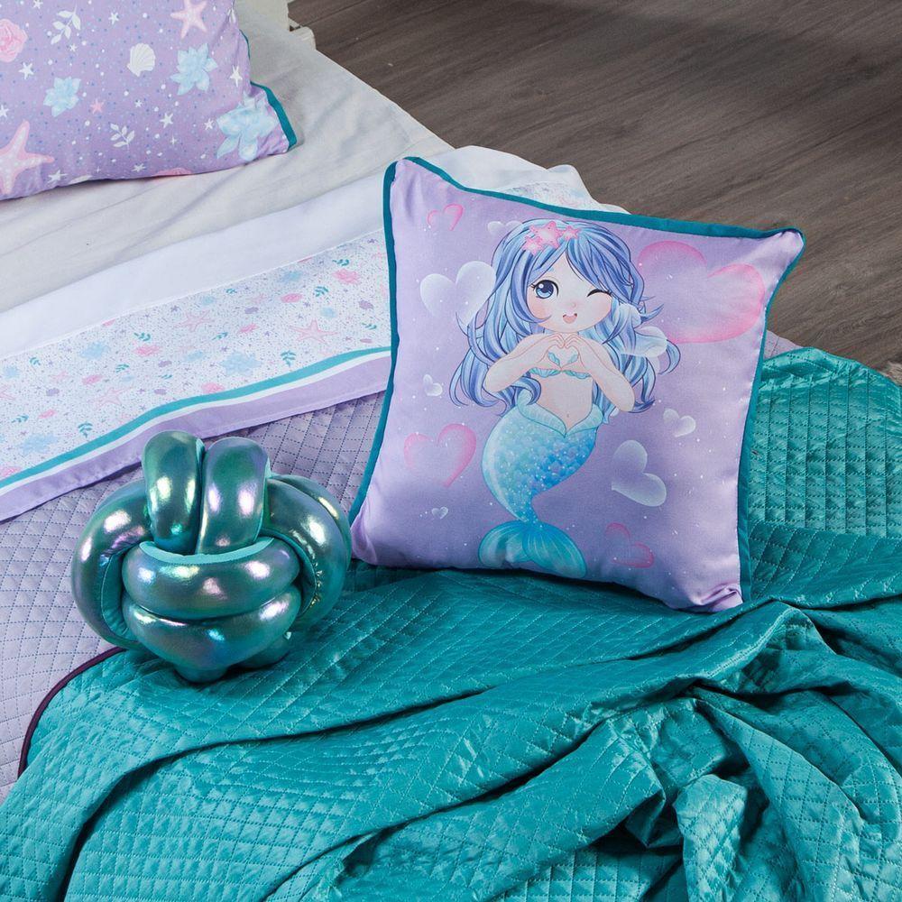 Kit Cobre Leito Sereia Tiffany Dupla Face C/ Almofadas Queen 07 Peças - 2