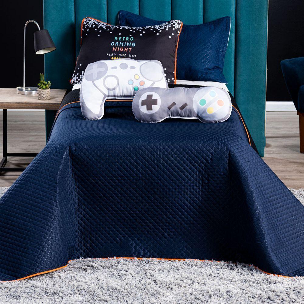 Kit Cobre Leito Retro Game Controle Dupla Face C/ Almofadas Queen 07 Peças - 4