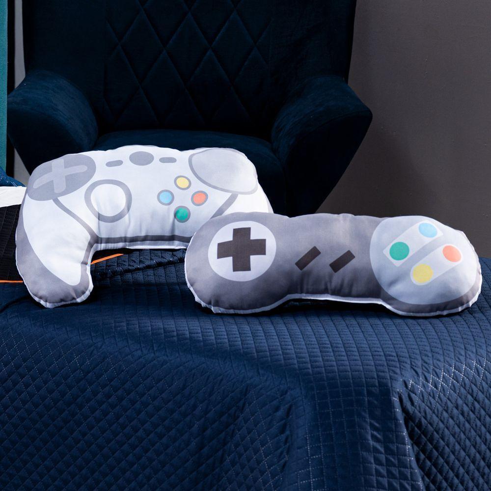 Kit Cobre Leito Retro Game Controle Dupla Face C/ Almofadas Casal Padrão 07 Peças - 5
