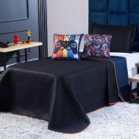 Kit Cobre Leito Gamer Day Preto/azul Marinho Dupla Face C/ Almofadas Queen 05 Peças - 1