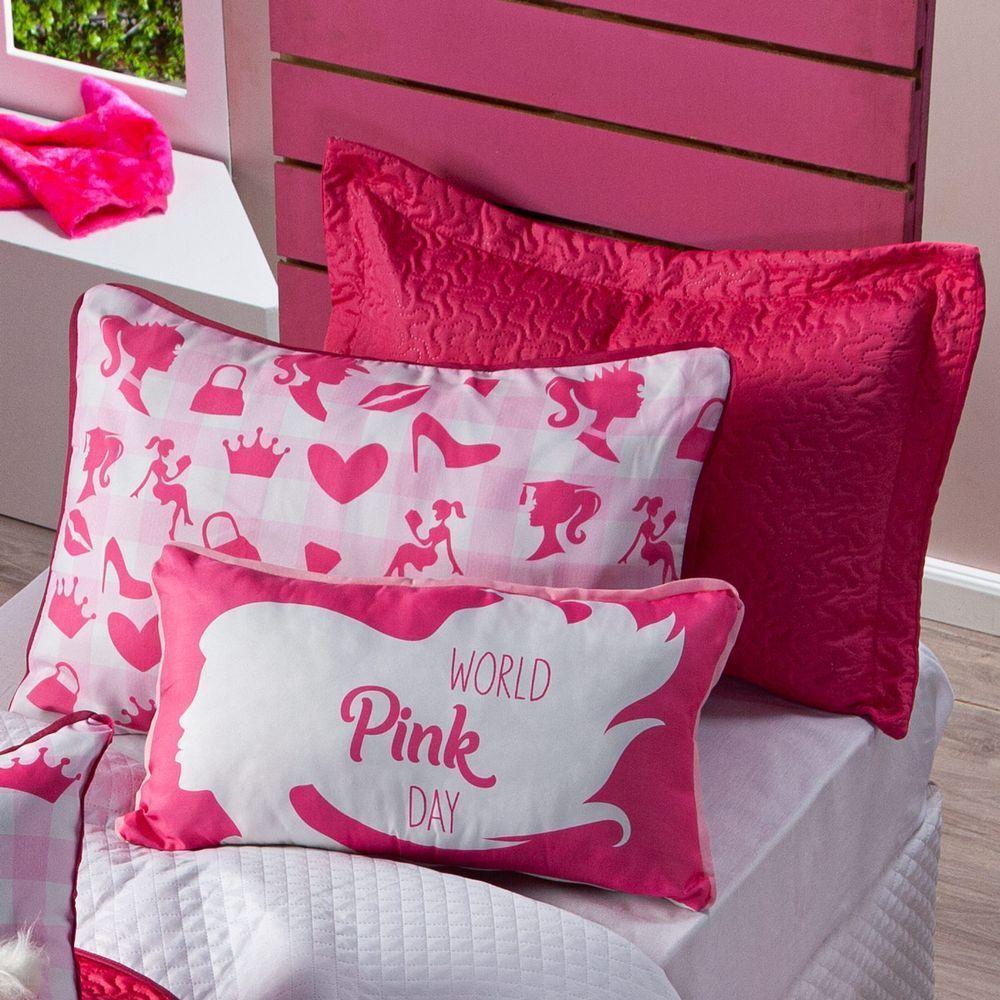 Kit Cobre Leito Paty Pink Dupla Face C/ Almofadas Solteiro 06 Peças - 3