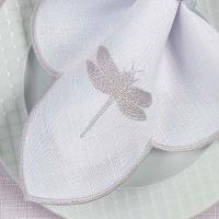 Kit 12 Jogos Americanos Guardanapos De Mesa Retangular Bordado Libélula - Branco - 3