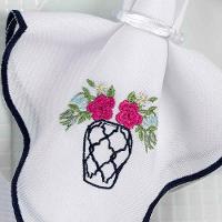 Kit 12 Jogos Americanos Guardanapos De Mesa Retangular Bordado Joaquina - Branco - 3