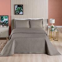 Kit Cobre Leito Espanha Casal Queen 03 Peças Micropercal 200 Fios Matelado White Line - Camafeu Bege - 3