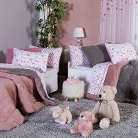 Coberdrom Corações Rosê/cinza Solteiro 02 Peças - Dupla Face Sherpa E Mantinha - 2