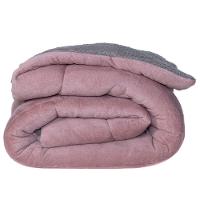 Coberdrom Corações Rosê/cinza Solteiro 02 Peças - Dupla Face Sherpa E Mantinha