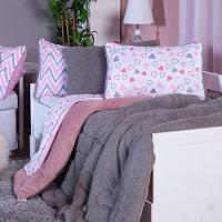 Coberdrom Corações Rosê/cinza Solteiro 02 Peças - Dupla Face Sherpa E Mantinha - 7