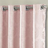 Cortina Turin Jacquard Semiblackout Floral 3,00x2,80m Para Sala Quarto Varão 3m Ilhóses - Rosê - 2