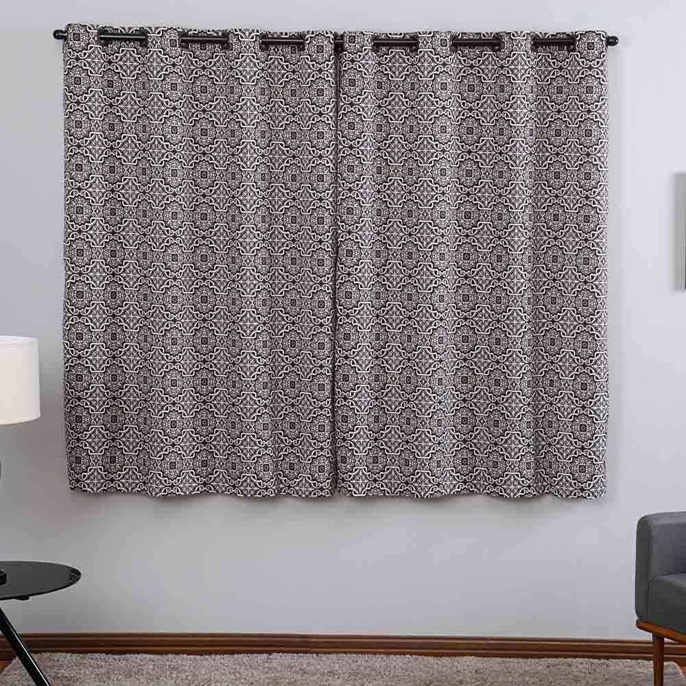 Cortina Ipanema Jacquard Estampado 2,00x1,70m Para Sala Quarto Varão 2m - Azulejo Cinza - 1