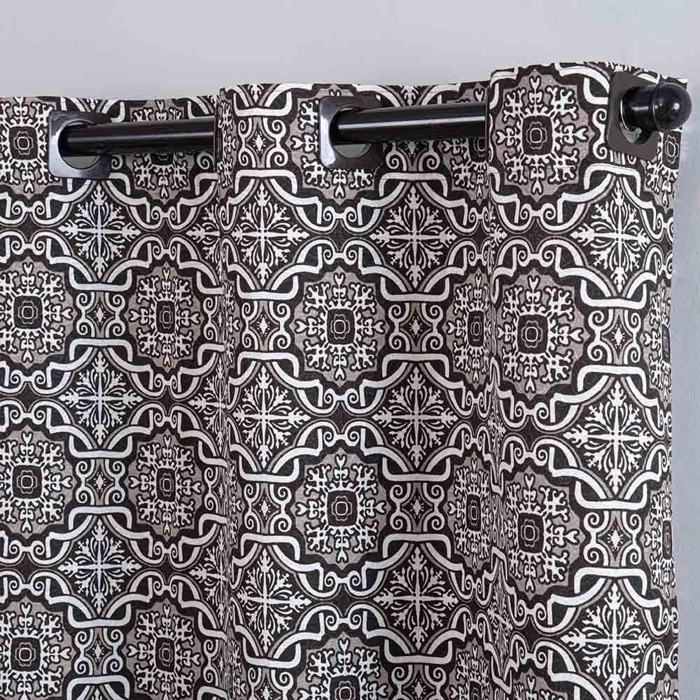 Cortina Ipanema Jacquard Estampado 2,00x1,70m Para Sala Quarto Varão 2m - Azulejo Cinza - 2