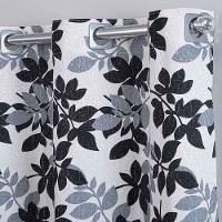 Cortina Ipanema Jacquard Estampado 2,00x1,70m Para Sala Quarto Varão 2m - Folhagem Cinza - 2