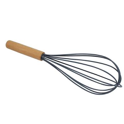 Batedor De Silicone C/ Cabo Madeira 31,0Cm Cinza