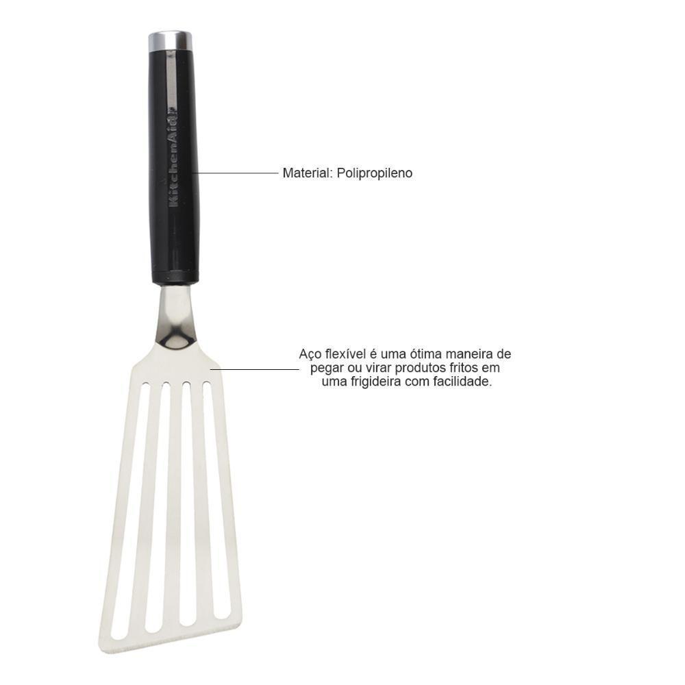 Espátula Inox Perfurada Flexível Cozinha Kitchenaid Cor:preto Preto - 5