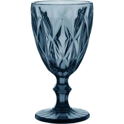 Taça Água 17X9X9Cm 320Ml Vidro Azul 6Pç