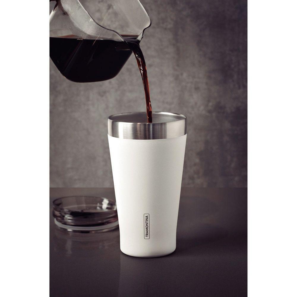 Copo Térmico Tramontina Exata Em Aço Inox Branco Com Tampa 550 Ml Tramontina - 7