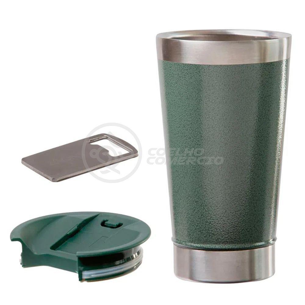 Copo Térmico Com Tampa E Abridor De Garrafa 473ml Verde - 1
