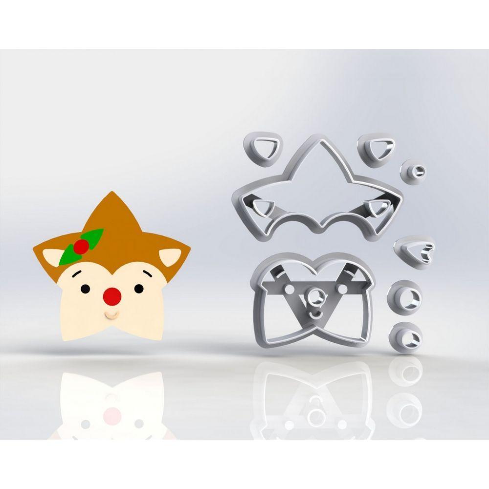 Cortador Natal Estrela Cervo Modular Tamanho 6cm - 1