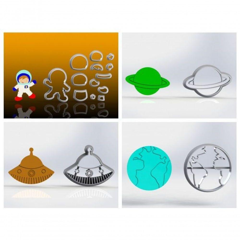Cortador Kit Astronauta - 4 Modelos Tamanho 6 Cm - 3