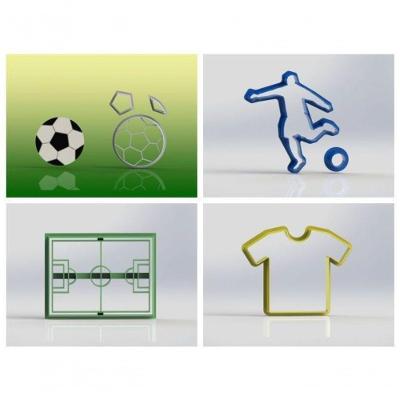 Cortador Kit Futebol Com 4 Modelos Tamanho 8 Cm