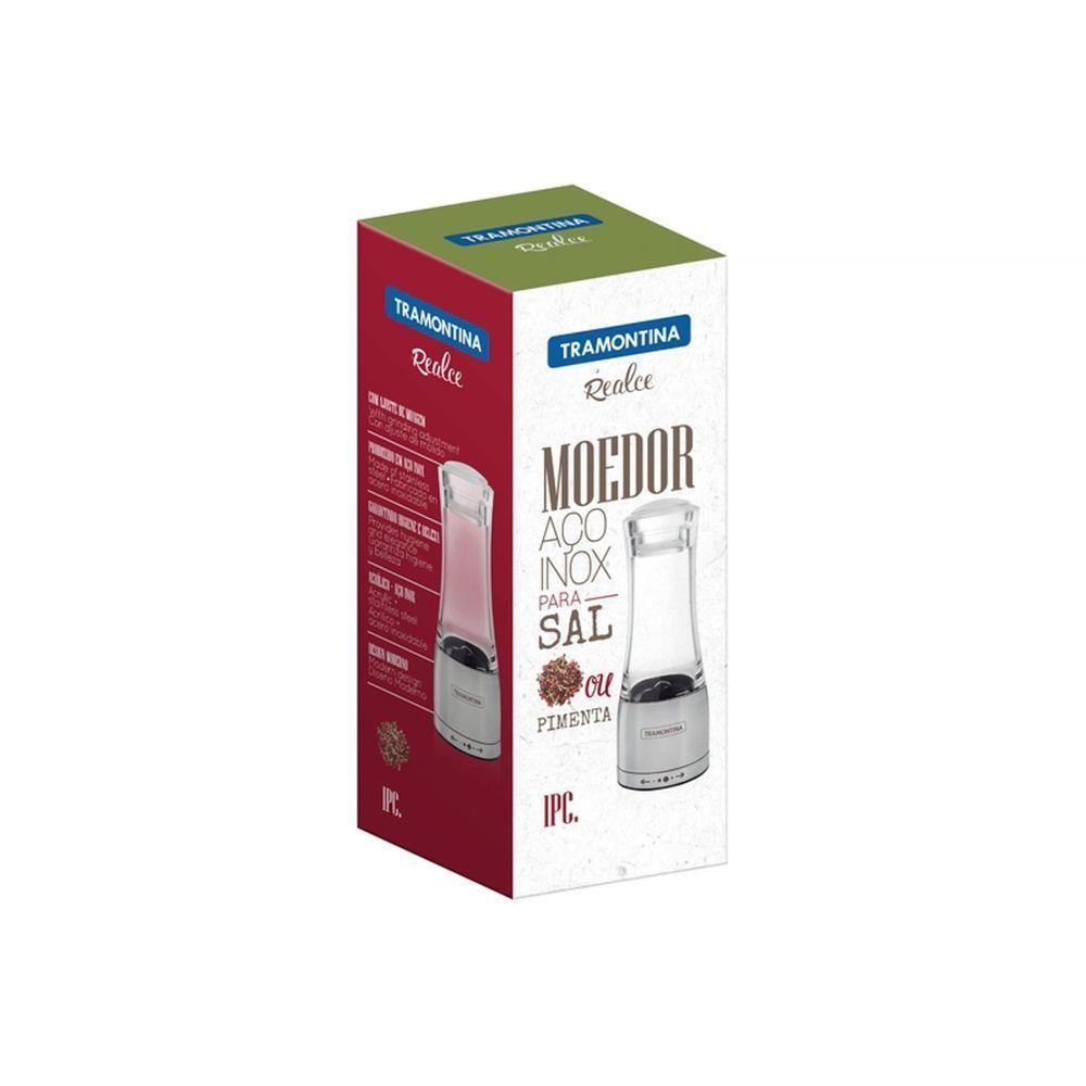 Moedor Realce Para Sal Ou Pimenta Em Acrílico E Aço Inox Com Moinho Em Cerâmica - 3