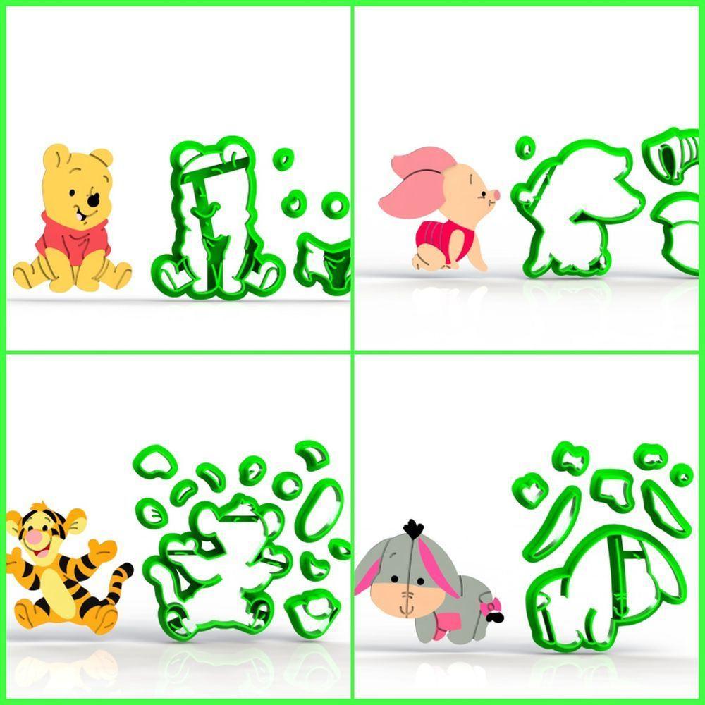 Cortador Kit Ursinho Pooh Corpo - 4 Modelos Modulares 6 Cm - 1