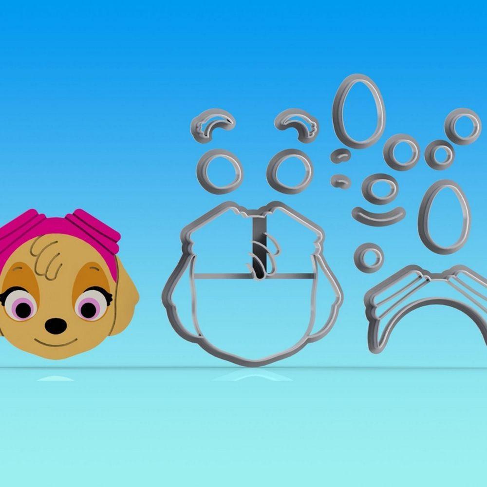 Cortador Kit Patrulha Canina 7 Rostos Modulares Tamanho 6Cm - 8