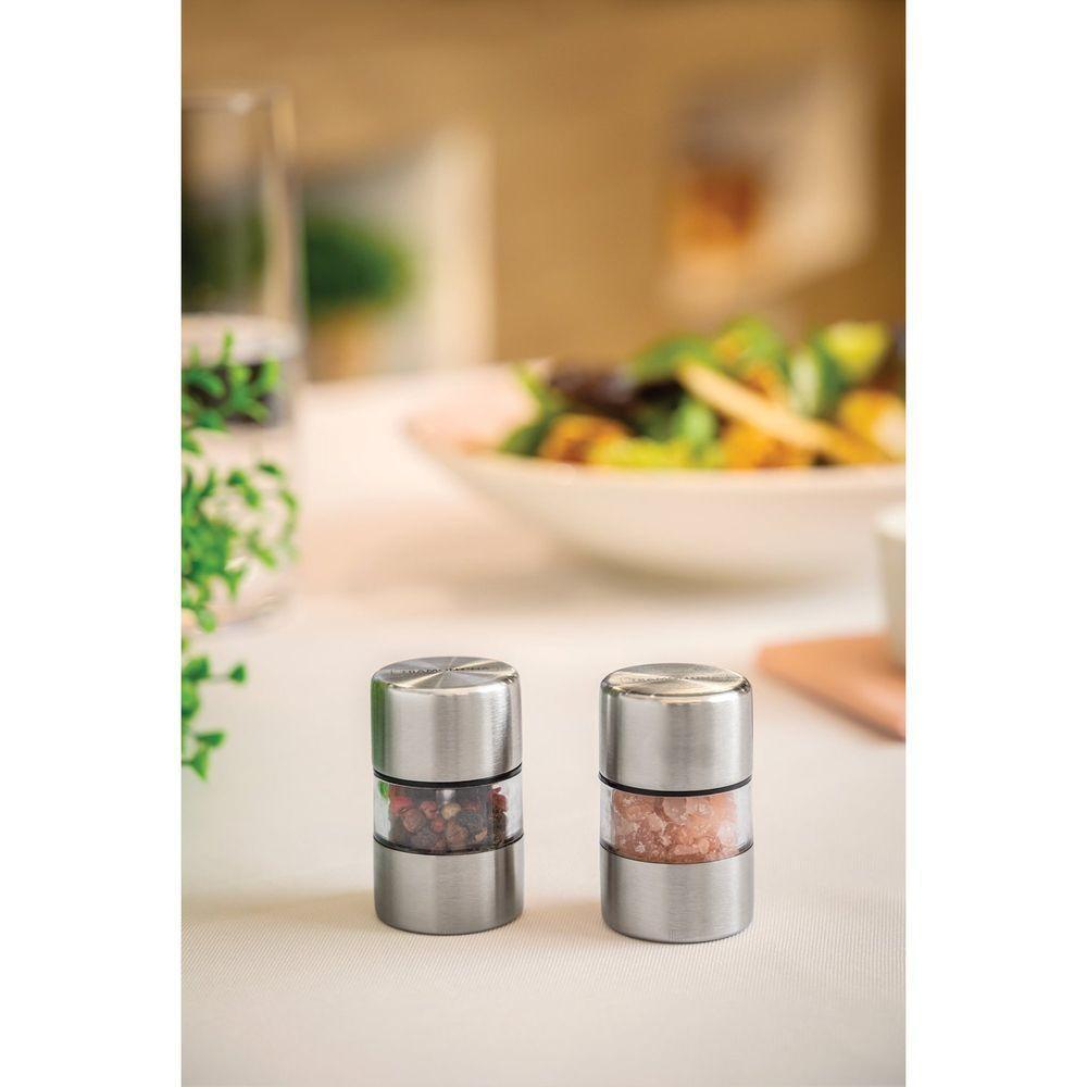 Conjunto De Moedores Para Sal E Pimenta Realce Em Aço Inox E Acrílico Com Moinho Em Cerâm - 3
